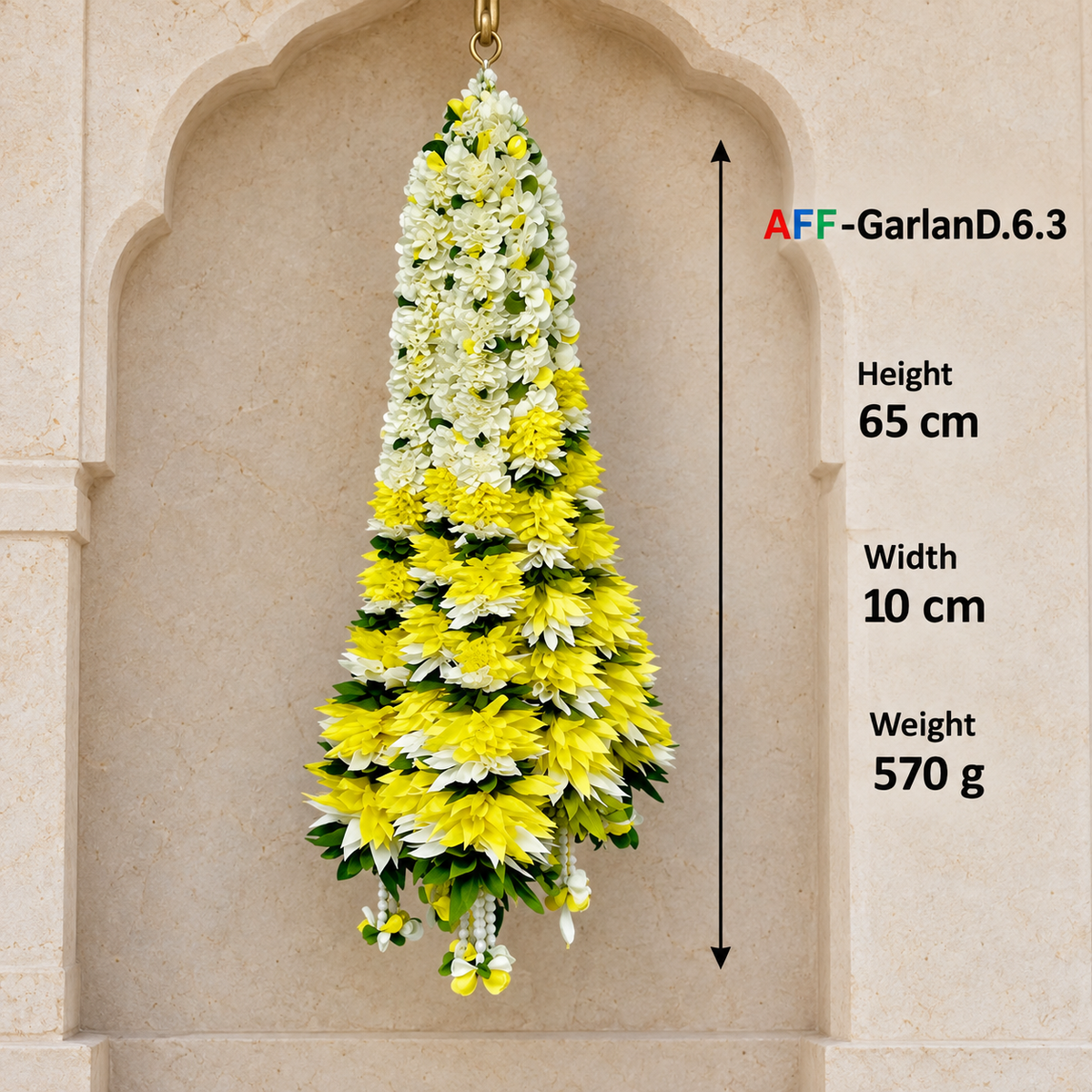 Artificial White & Yellow Flower Garland for Wedding & Festive Decoration – 65 cm | PAck of 10