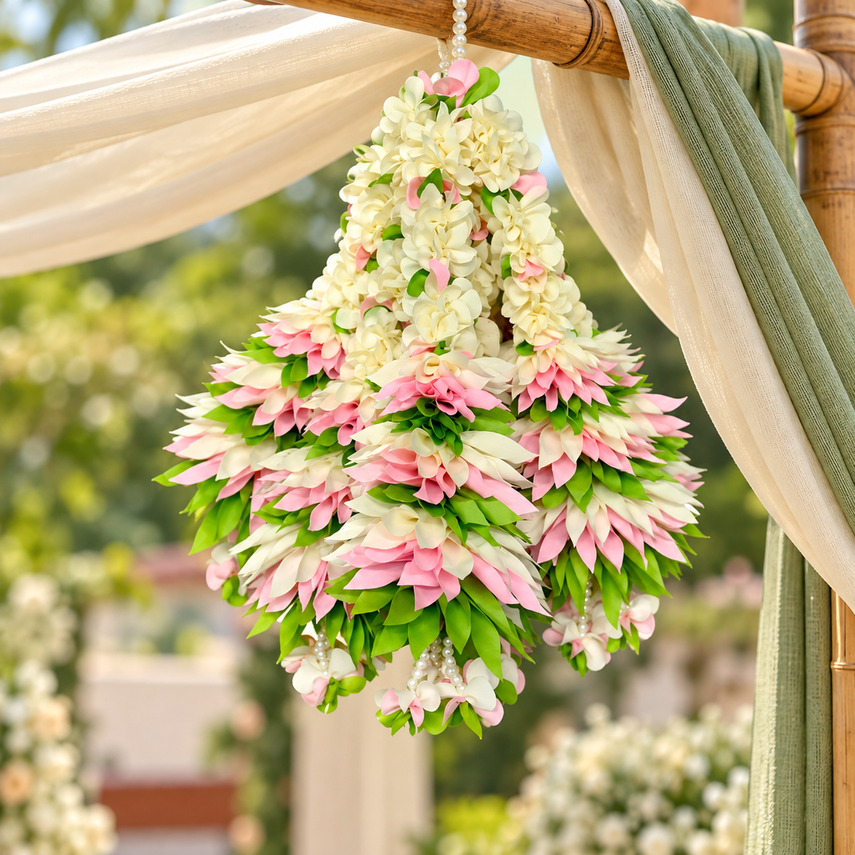 Artificial Flower Garland small Dhol Ladi | Pack of 10