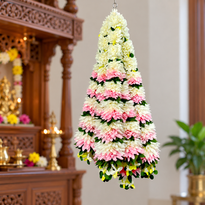 Artificial Ivory & Light Pink Flower Garland for Wedding & Festive Decoration – 65 cm | Pack of 10
