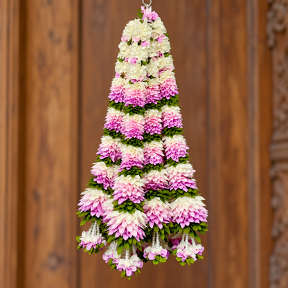 Artificial Pink & White Flower Garland for Wedding & Festive Decoration – 65 cm | Pack of 10