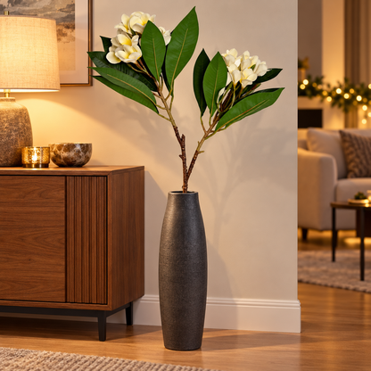 Artificial White & Yellow Plumeria Flower Stick – 110 cm Champa Floral Branch for Home, Vases & Wedding Décor