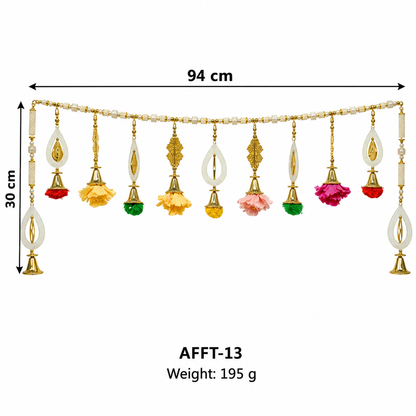Multicolour Floral Door Toran with White & Golden Ornaments for Wedding & Festive Decoration – 94 cm | Pack of 1