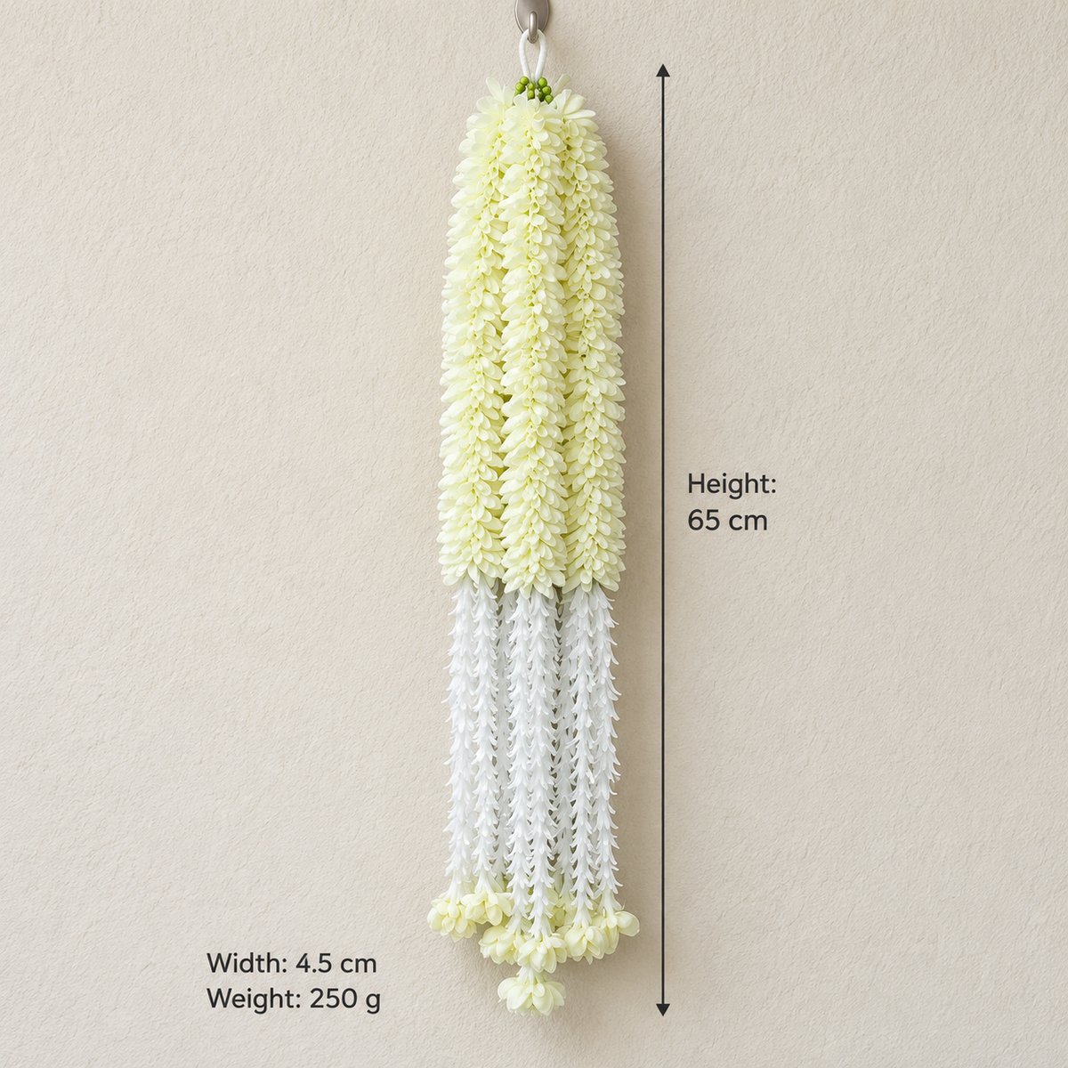 Artificial Ivory & White Floral Hanging Jhumar for Wedding & Festive Decoration – 65 cm | Pack of 10