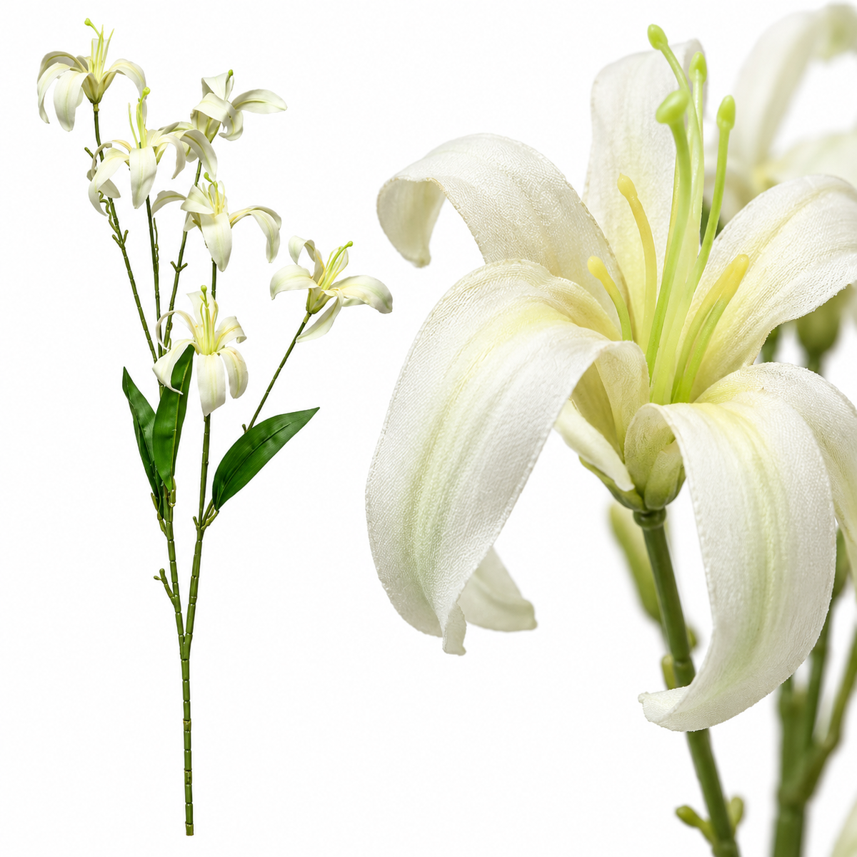 Artificial White Lily Flower Stick – 88 cm Decorative Floral Spray for Home, Office & Wedding Décor