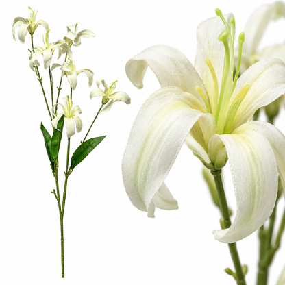 Artificial White Lily Flower Stick – 88 cm Decorative Floral Spray for Home, Office & Wedding Décor