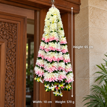Artificial Ivory & Light Pink Flower Garland for Wedding & Festive Decoration – 65 cm | Pack of 10