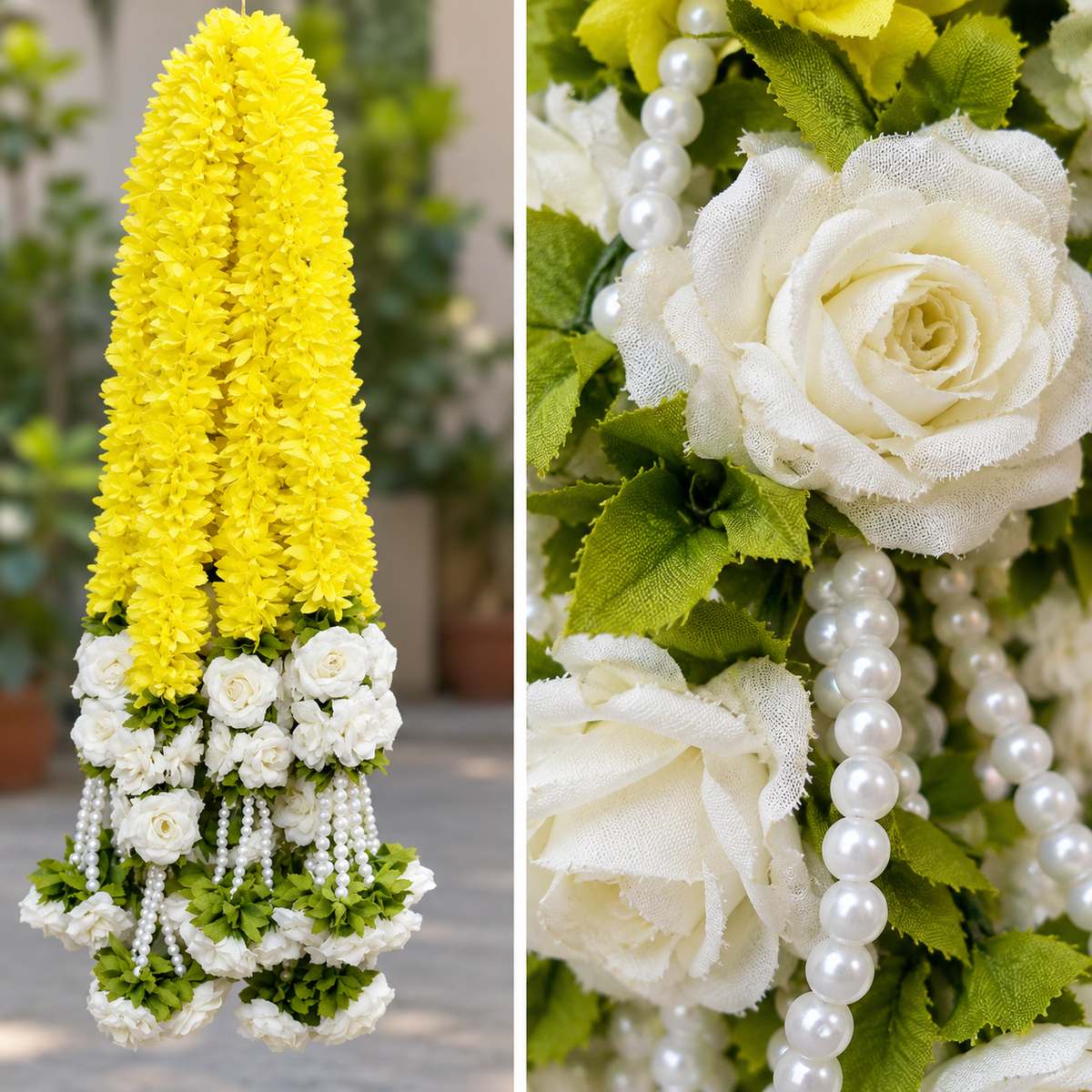 Artificial Flower Garland with Rose Pearl |Pack of 10