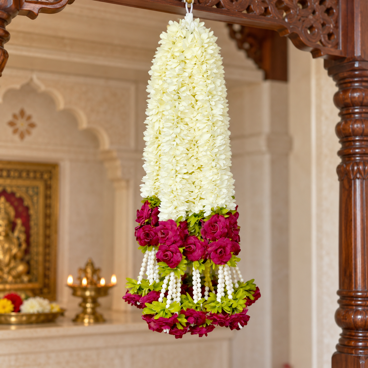 Artificial Flower Garland with Rose Pearl | Pack of 10