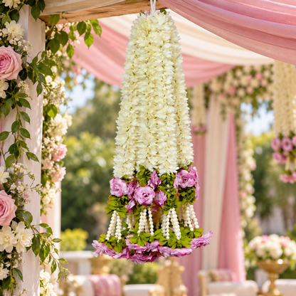 Artificial Flower Garland with Rose Pearl | Pack of 10