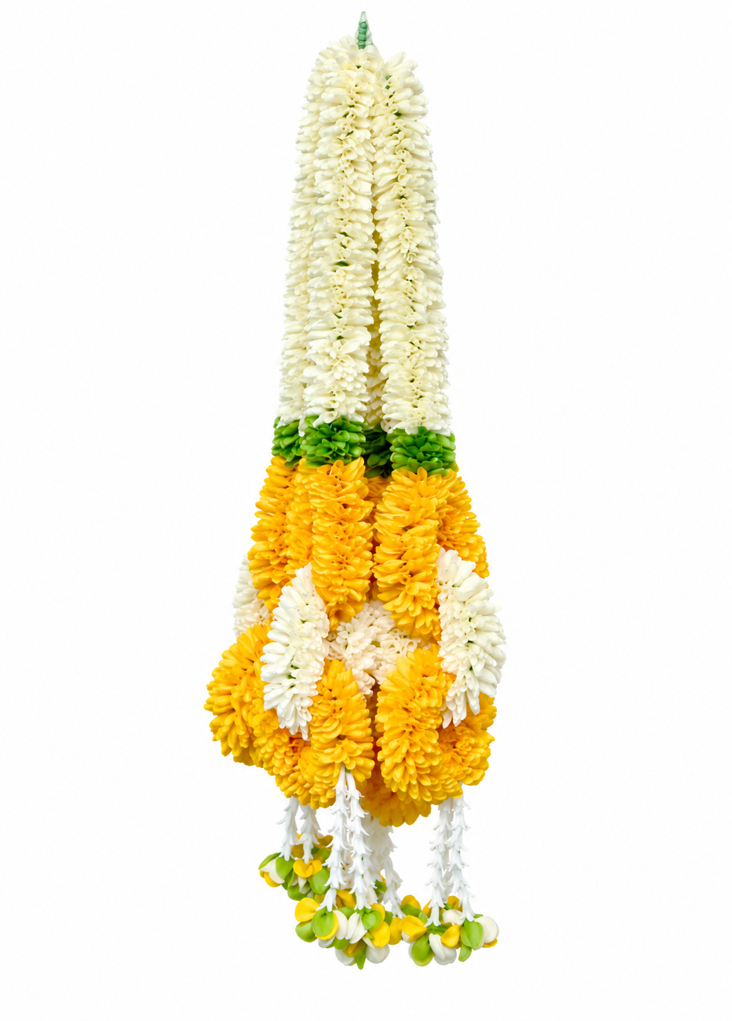 Artificial Small Flower Garland Sakad Ladi Orange & White |Pack of 10