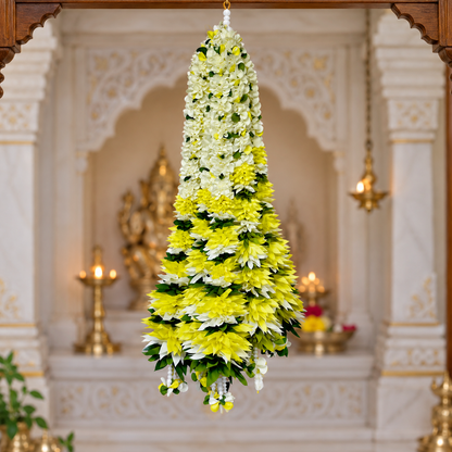 Artificial White & Yellow Flower Garland for Wedding & Festive Decoration – 65 cm | PAck of 10
