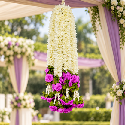 Artificial Flower Garland with Rose Pearl | Pack of 10