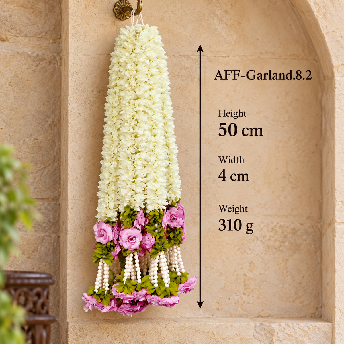 Artificial Flower Garland with Rose Pearl | Pack of 10