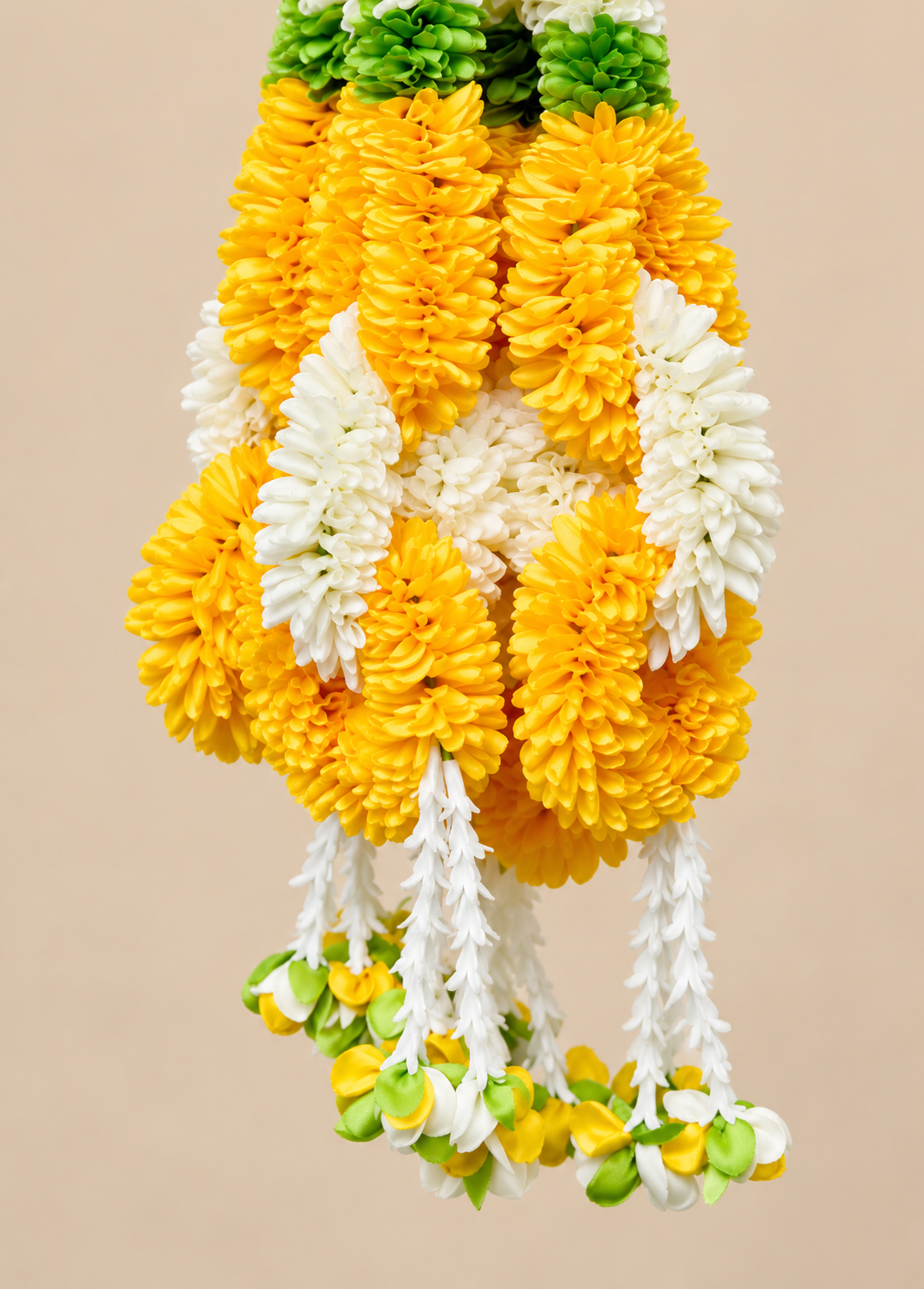 Artificial Small Flower Garland Sakad Ladi Orange & White |Pack of 10