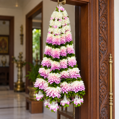 Artificial Pink & White Flower Garland for Wedding & Festive Decoration – 65 cm | Pack of 10