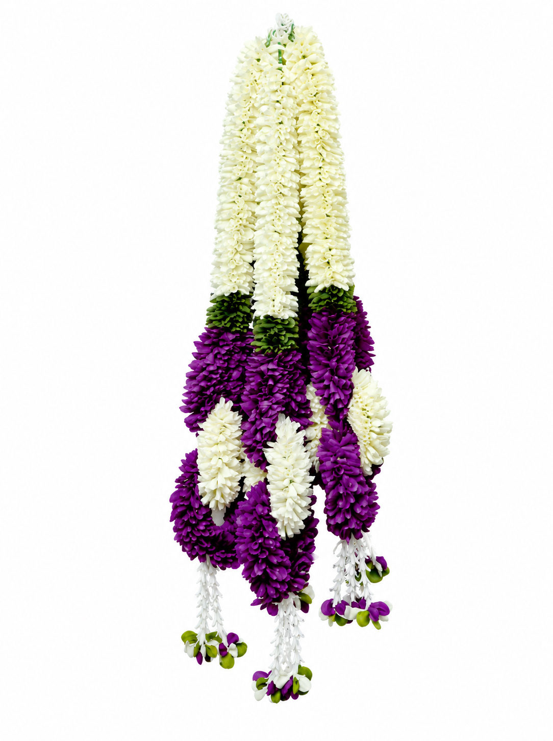 Artificial Small Flower Garland Sakad Ladi Dark Purple & White | Pack of 5