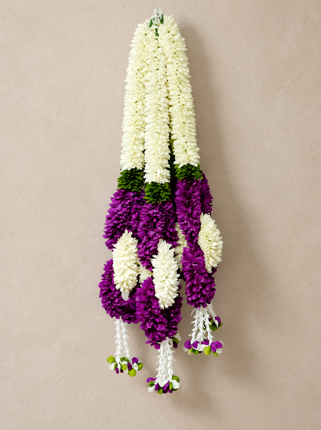 Artificial Small Flower Garland Sakad Ladi Dark Purple & White | Pack of 5
