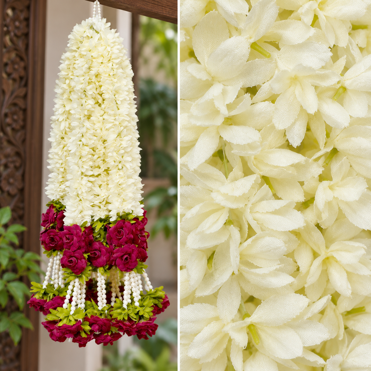 Artificial Flower Garland with Rose Pearl | Pack of 10