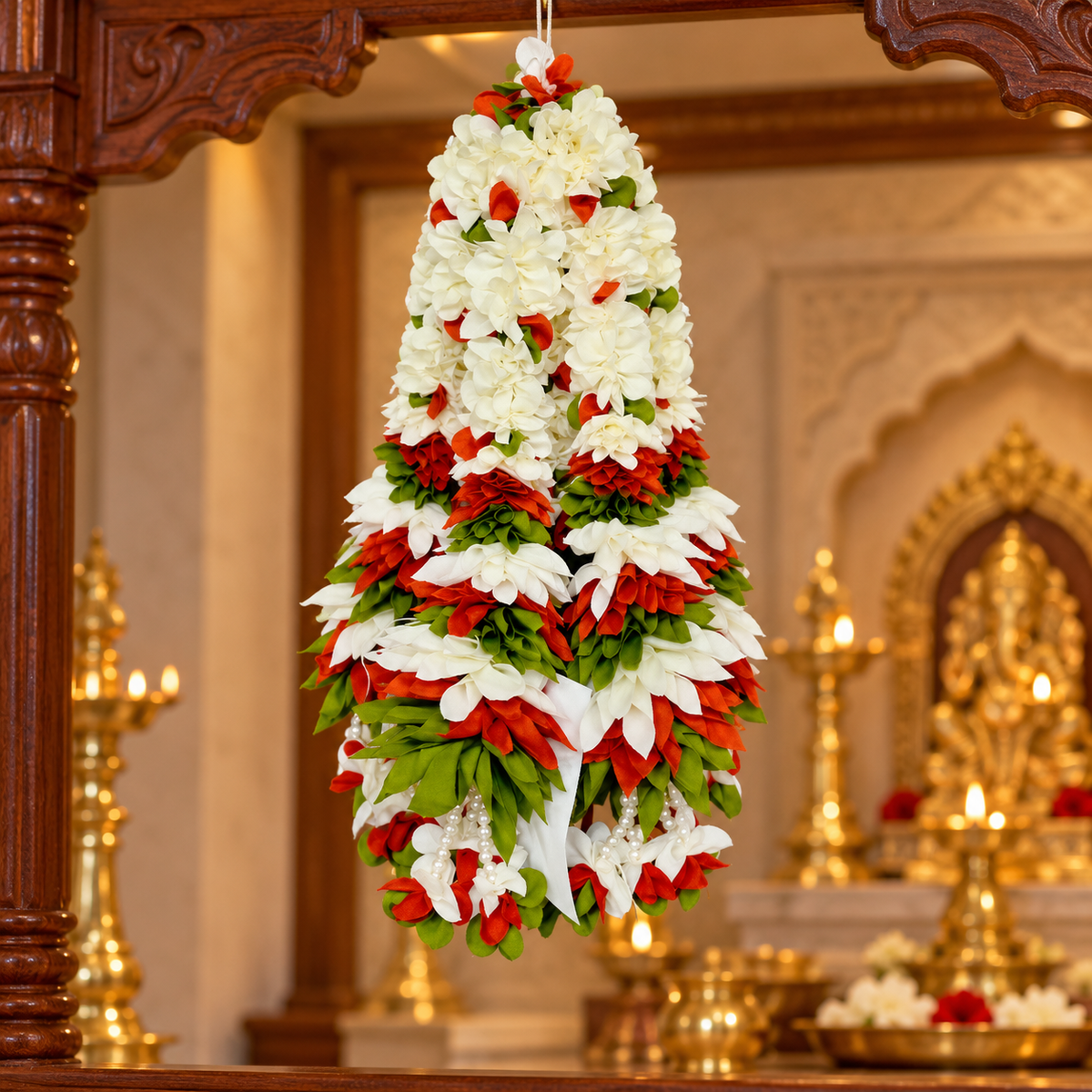 Artificial Flower Garland small Dhol Ladi | Pack of 10