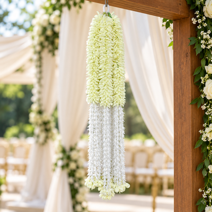 Artificial Ivory & White Floral Hanging Jhumar for Wedding & Festive Decoration – 65 cm | Pack of 10