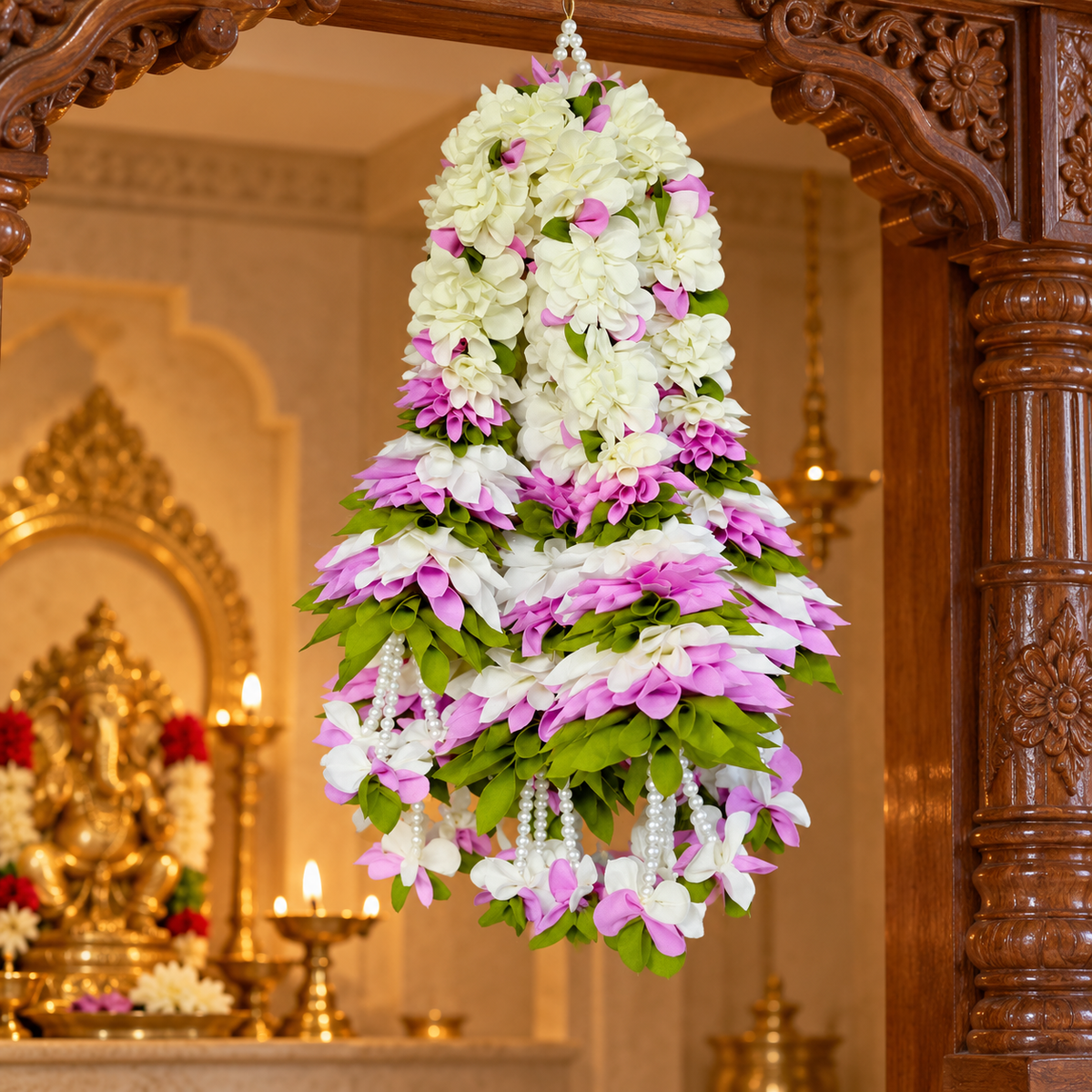 Artificial Flower Garland small Dhol Ladi | Pack of 10
