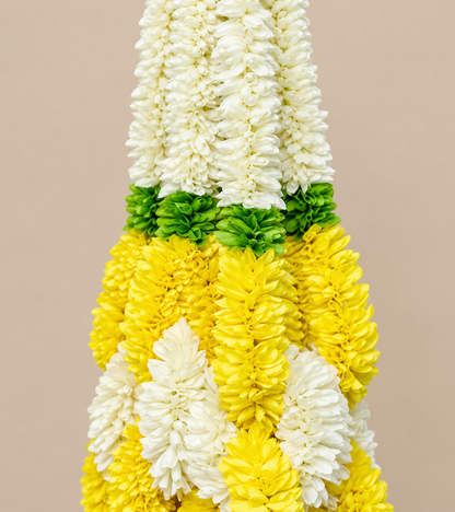 Artificial Small Flower Garland Sakad Ladi Yellow & White | Pack of 10