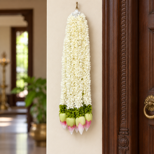 Artificial Mogra Ladi with Small Green Lotus | Pack of 10