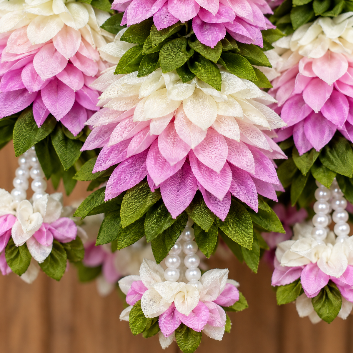 Artificial Pink & White Flower Garland for Wedding & Festive Decoration – 65 cm | Pack of 10
