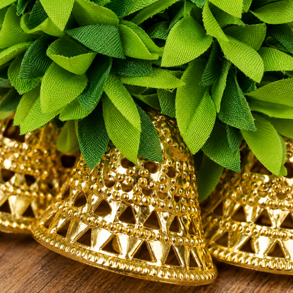 Artificial Magenta Floral Hanging Jhumar with Golden Bells for Wedding & Festive Decoration – 36 cm | Pack of 10