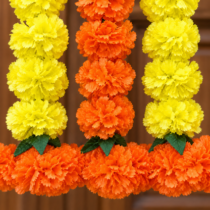 Artificial Orange & Yellow Marigold Door Toran for Wedding & Festive Decoration – 105 cm | Pack of 1