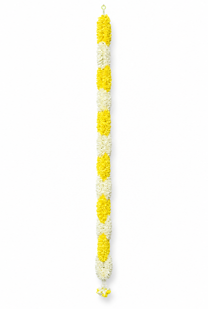 Artificial Flower Garland Sakad Ladi yellow & White | Pack of 1