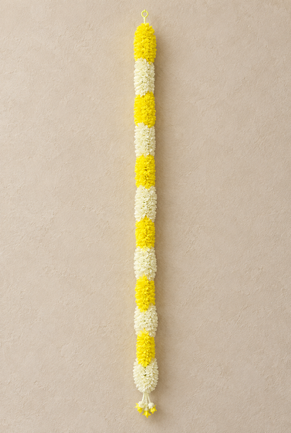 Artificial Flower Garland Sakad Ladi yellow & White | Pack of 1
