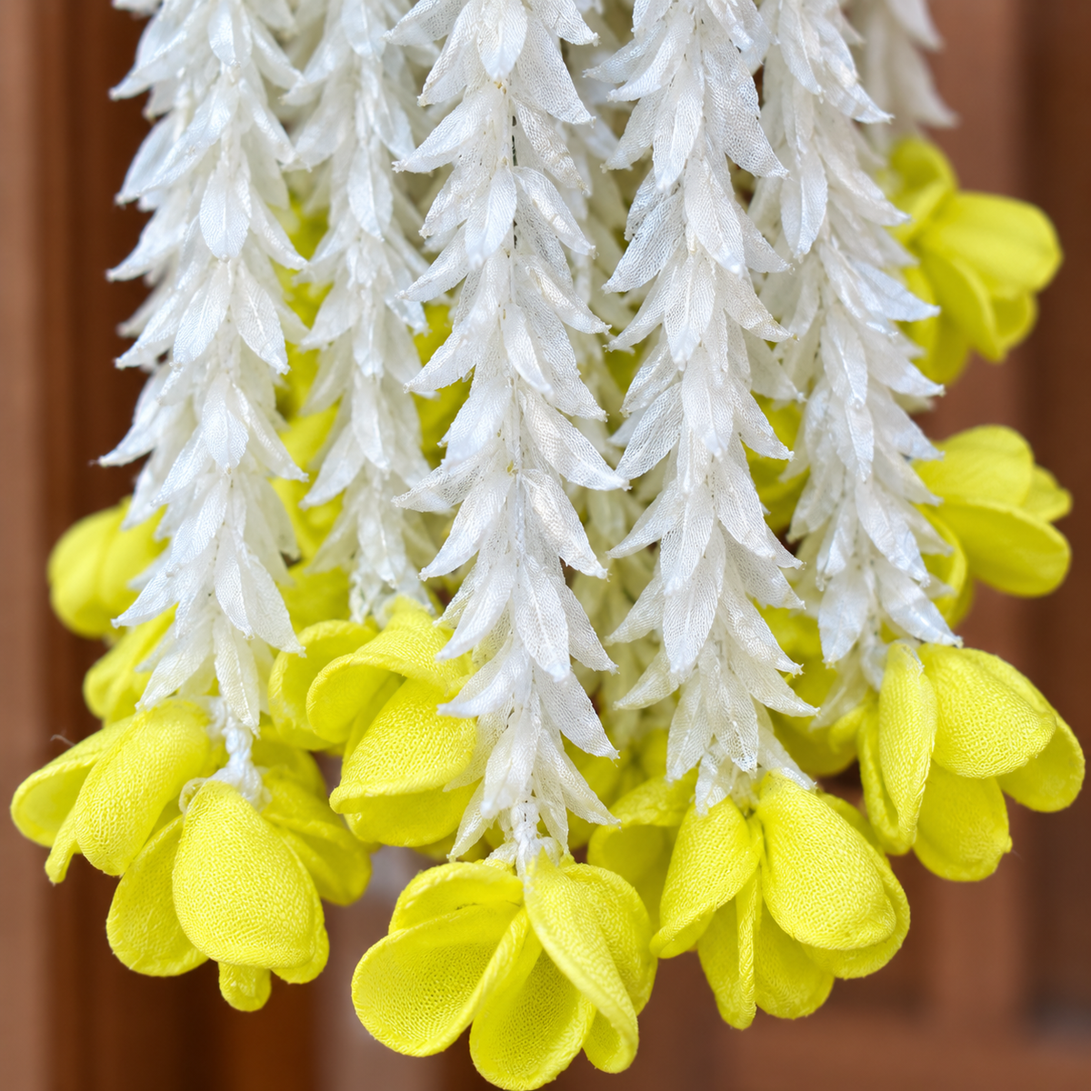 Artificial Lemon Yellow & White Floral Hanging Jhumar for Wedding & Festive Decoration – 65 cm | Pack of 10