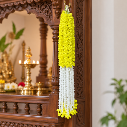 Artificial Lemon Yellow & White Floral Hanging Jhumar for Wedding & Festive Decoration – 65 cm | Pack of 10