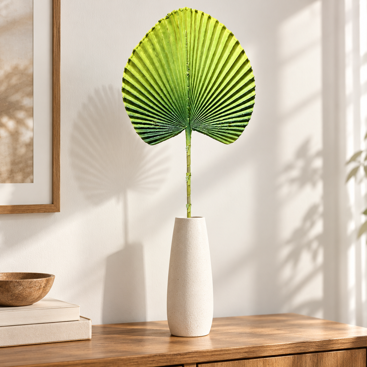 Artificial Green Fan Palm Leaf Stick – 65 cm Decorative Tropical Stem for Vases, Home & Wedding Décor