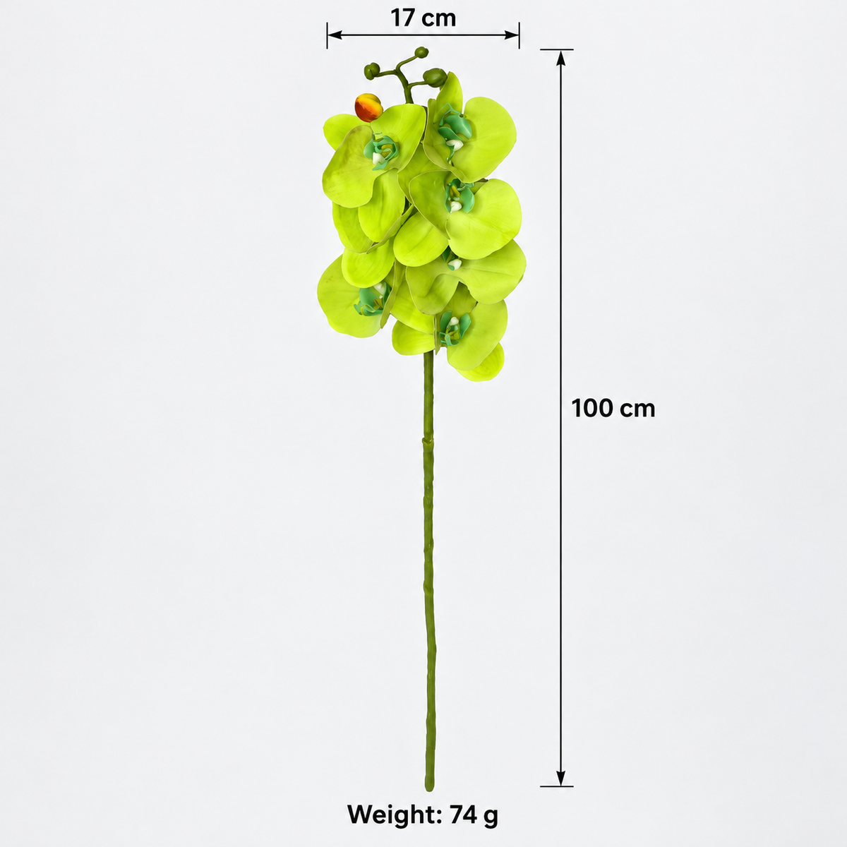 Artificial Light Green Orchid Flower Stick – 100 cm Decorative Floral Stem for Home, Office & Wedding Décor