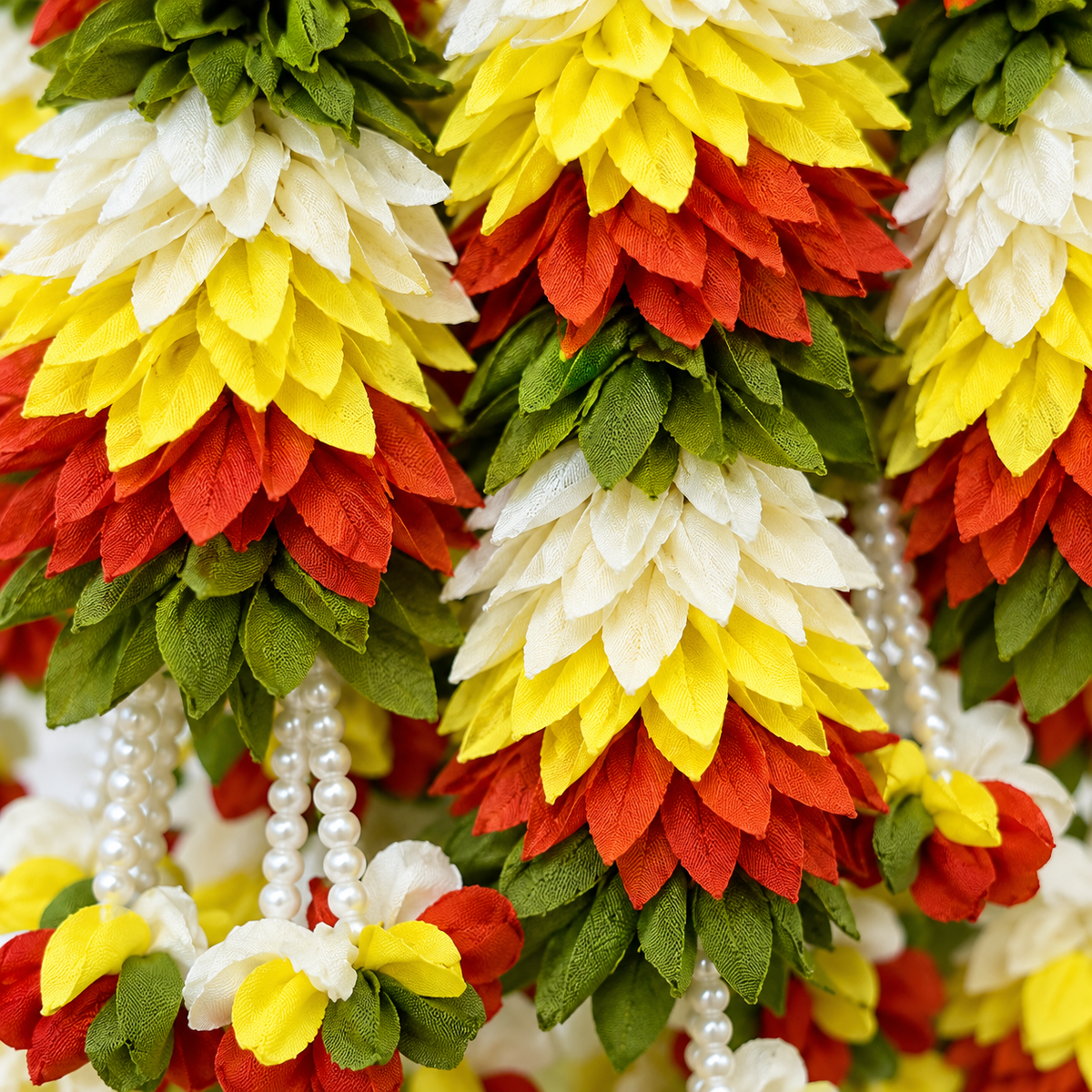 Artificial Red, Yellow & White Flower Garland for Wedding & Festive Decoration – 65 cm| Pack of 10