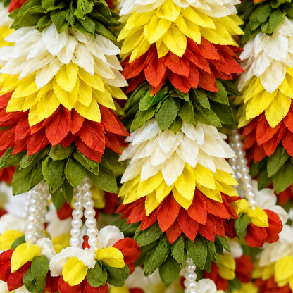Artificial Red, Yellow & White Flower Garland for Wedding & Festive Decoration – 65 cm| Pack of 10