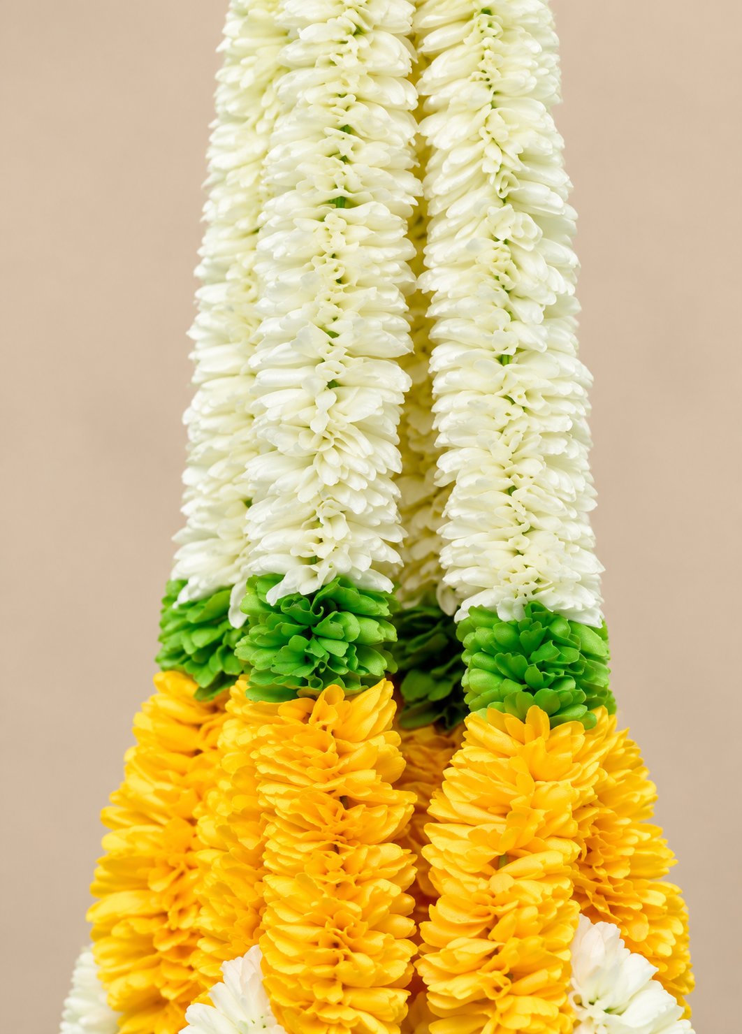 Artificial Small Flower Garland Sakad Ladi Orange & White |Pack of 10