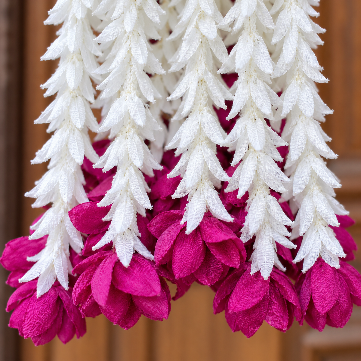 Artificial Magenta & White Floral Hanging Jhumar for Wedding & Festive Decoration – 65 cm | Pack of 10