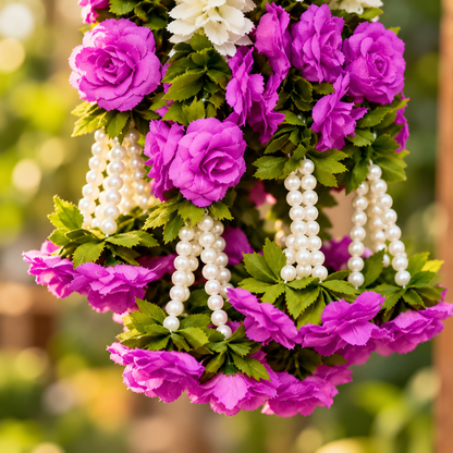 Artificial Flower Garland with Rose Pearl | Pack of 10