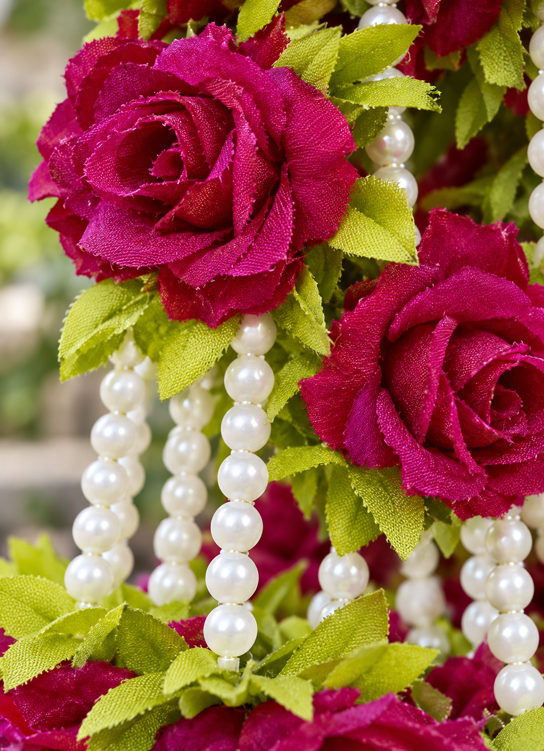 Artificial Flower Garland with Rose Pearl | Pack of 10