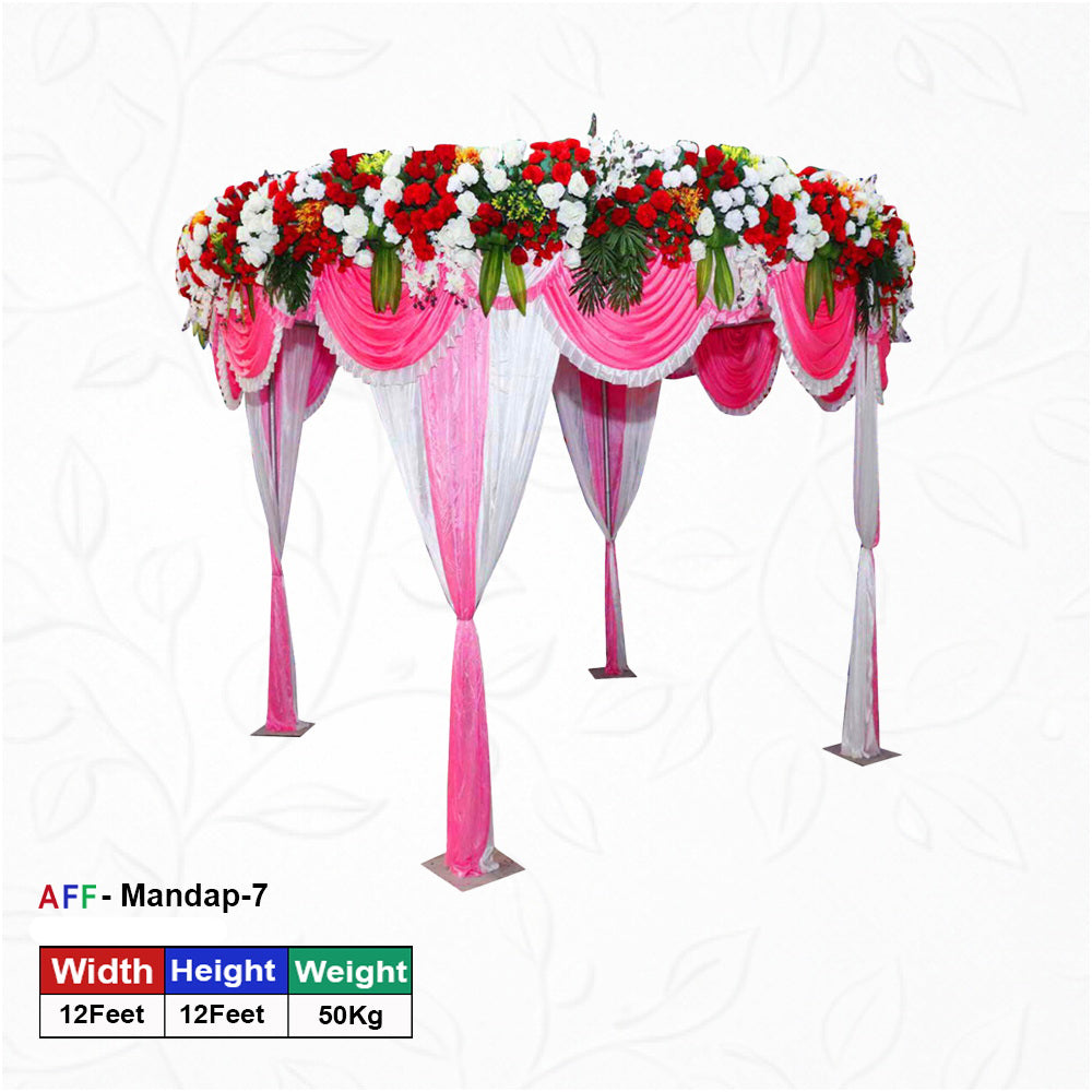 Artificial Crimson Scalloped Grace Mandap