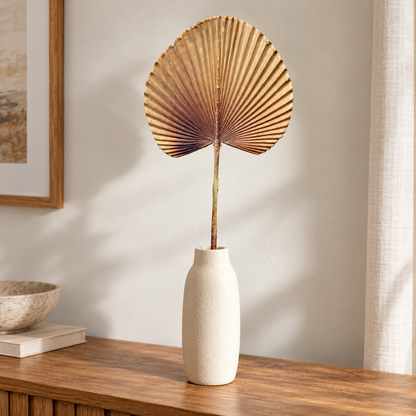 Artificial Beige & Brown Fan Palm Leaf Stick – 65 cm Decorative Stem for Vases, Home & Wedding Décor