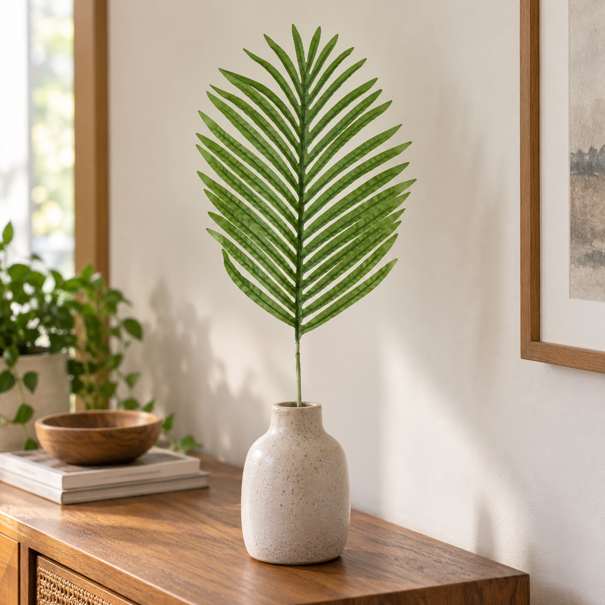 Artificial Green Palm Leaf Stick – 68 cm Decorative Foliage Stem for Vases, Floral Arrangements & Wedding Décor