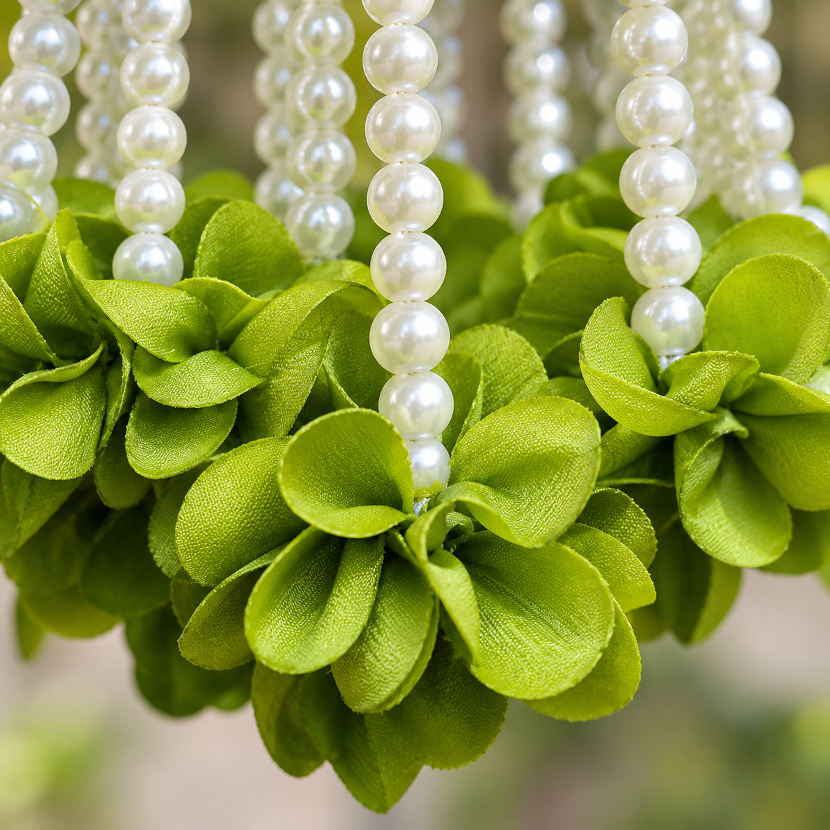 Artificial Yellow Flower & Pearl Bead Hanging Jhumar for Wedding & Festive Decoration – 27 cm | Pack of 10