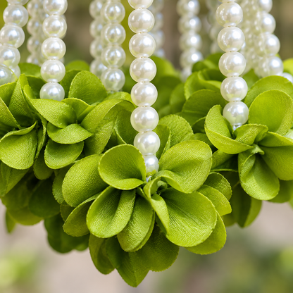 Artificial Yellow Flower & Pearl Bead Hanging Jhumar for Wedding & Festive Decoration – 27 cm | Pack of 10