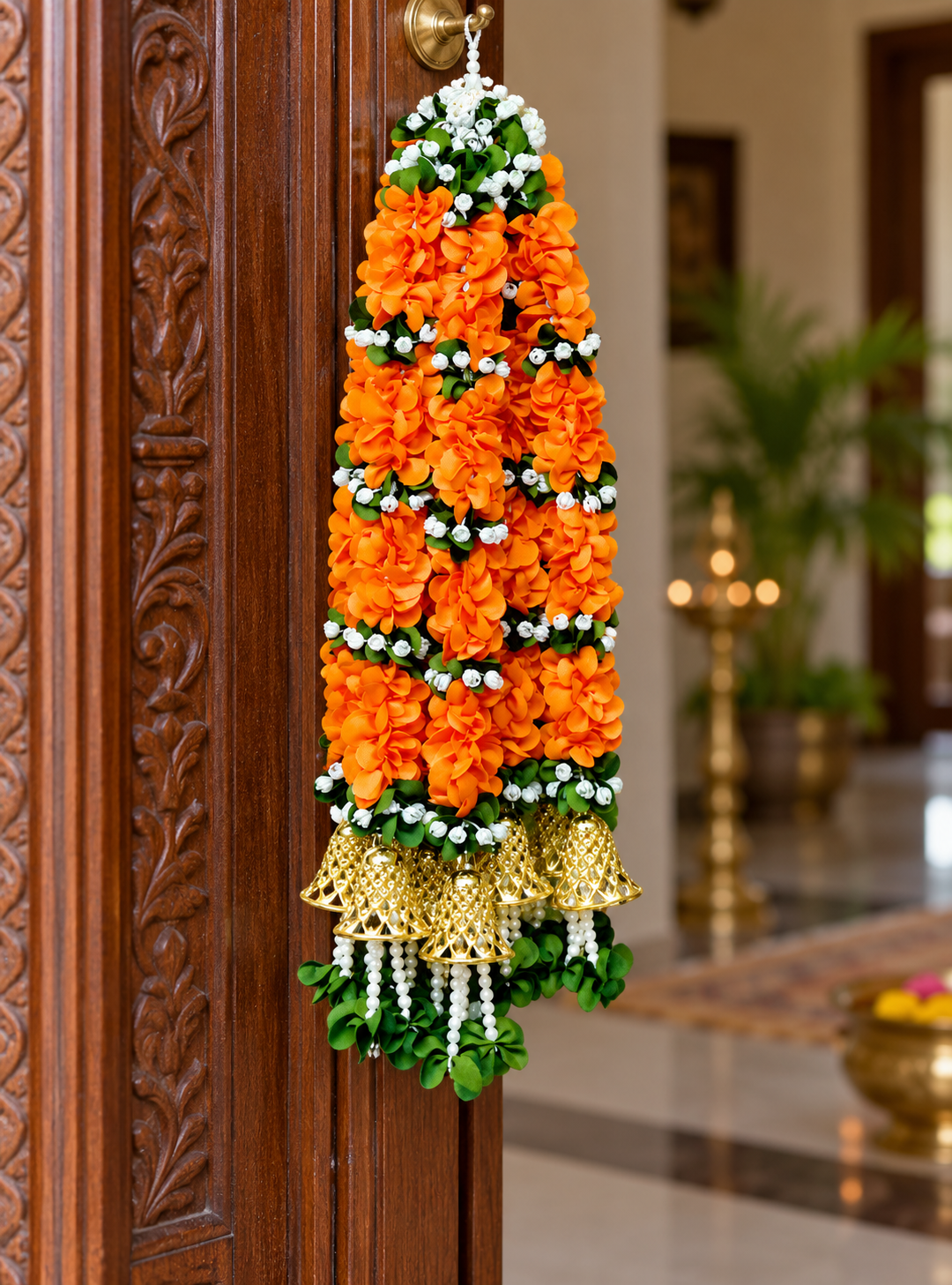 Artificial Flower Garland with Golden Bell | Pack of 10