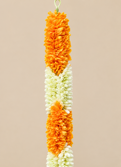 Artificial Flower Garland Sakad Ladi orange & White | Pack of 1
