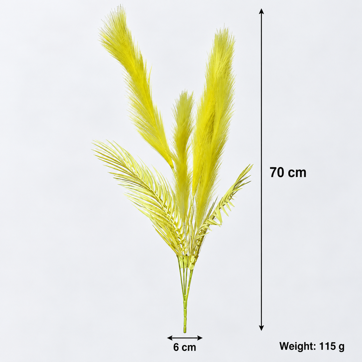Artificial Yellow Pampas Grass Bunch – 70 cm Decorative Plume Spray for Vases, Home & Event Décor